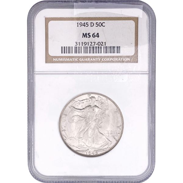 1945-D Walking Liberty Half Dollar NGC MS64