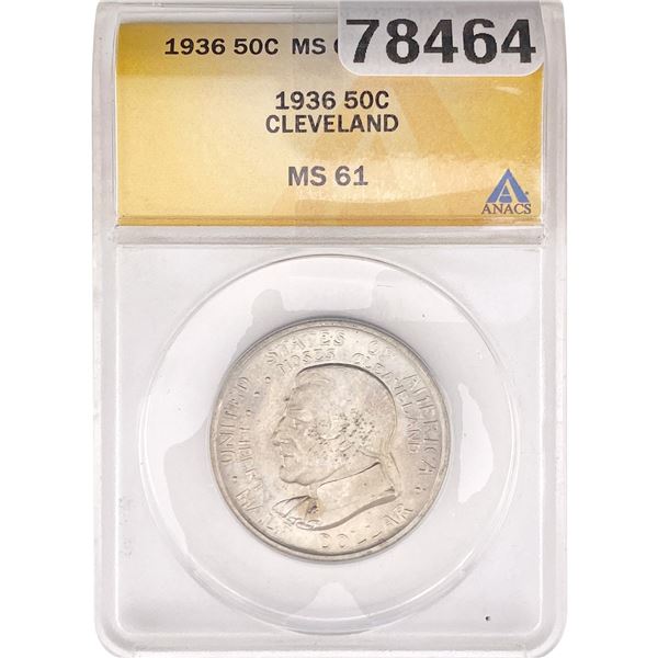 1936 Cleveland Half Dollar ANACS MS61