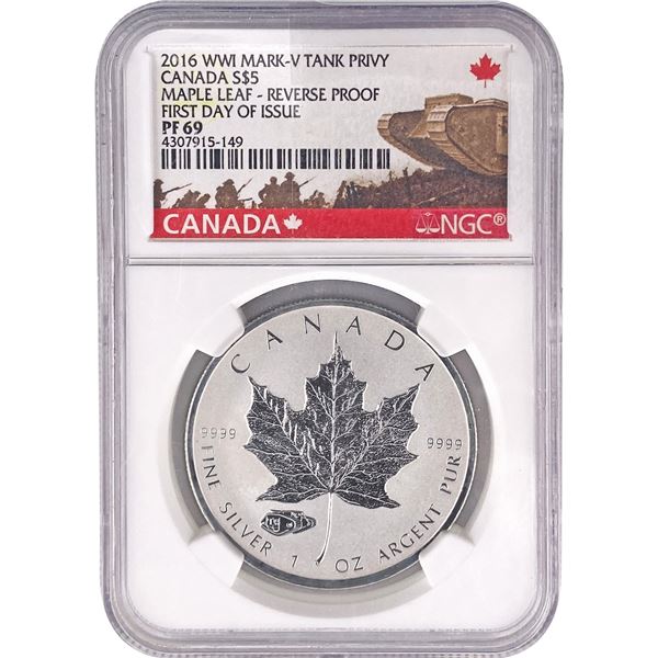 2016 Canada 1oz Silver $5 Maple Leaf NGC PF69