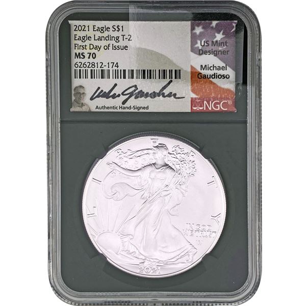 2021 Silver Eagle NGC MS70 Eagle Landing T-2