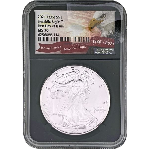 2021 Silver Eagle NGC MS70 Heraldic Eagle T-1