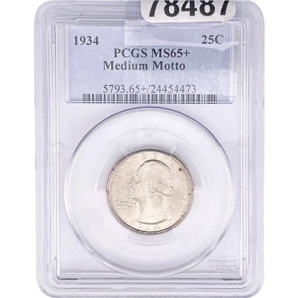 1934 Washington Silver Quarter PCGS MS65+ Med. Motto