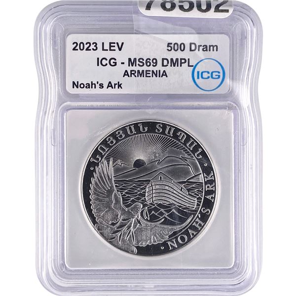 2023 Lev Armenia 1oz Silver 500 Dram ICG MS69 DMPL