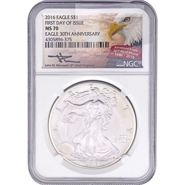 2016 Silver Eagle NGC MS70 30th Anniversary
