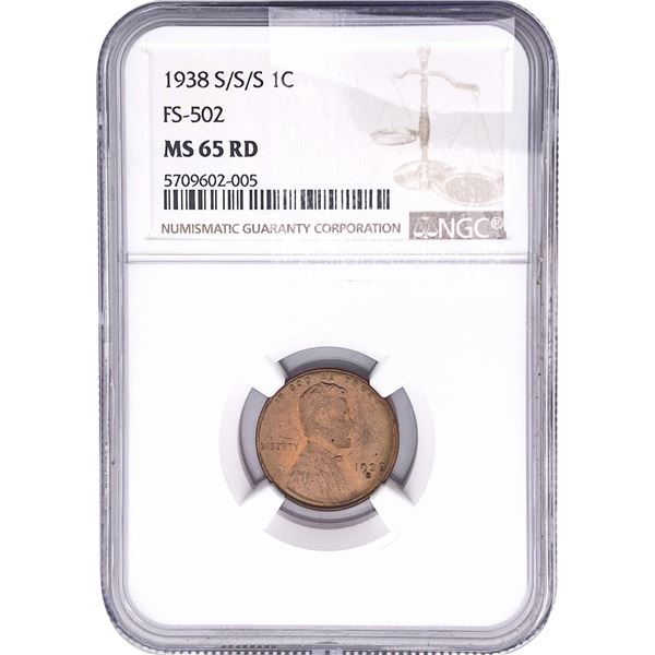 1938 S/S/S Wheat Cent NGC MS65 Red
