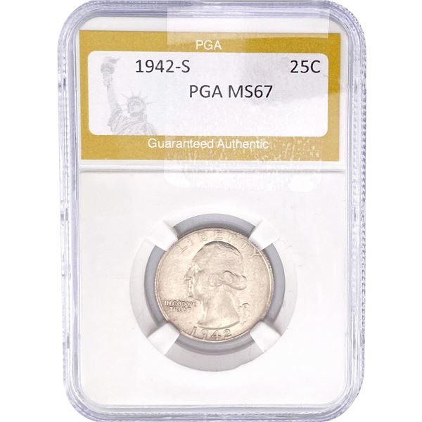 1942-S Washington Silver Quarter PGA MS67
