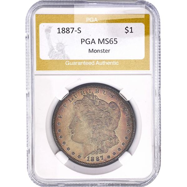 1887-S Morgan Silver Dollar PGA MS65 Monster