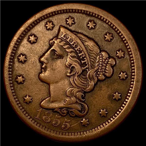 1855 Braided Hair Large Cent NEARLY UNCIRCULATED