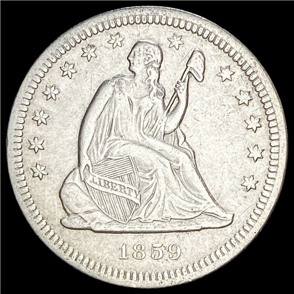 1859 Seated Liberty Silver Quarter NEARLY  UNCIRCULATED