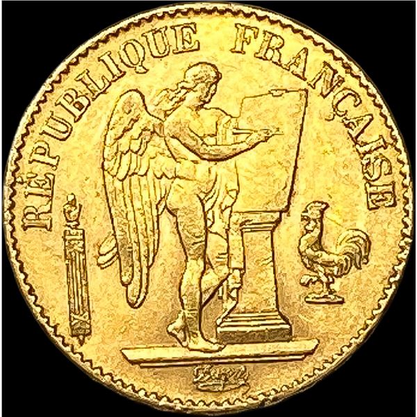 1895-A Gold 20 Francs .1867oz France UNC