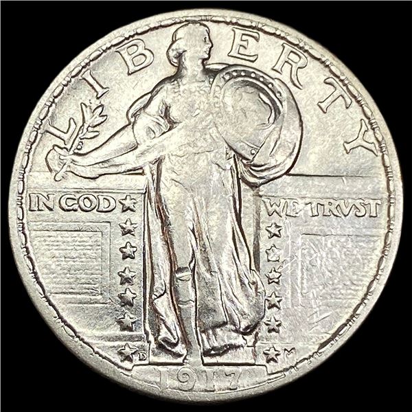 1917-D Silver Standing Liberty Quarter NEARLY  UNCIRCULATED