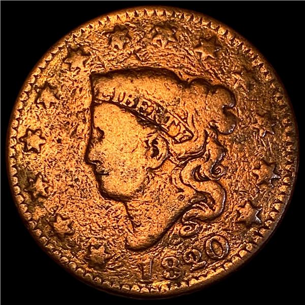 1820 Coronet Head Large Cent NICELY  CIRCULATED