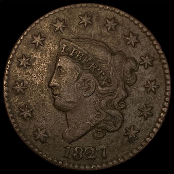 1827 Large Cent Coronet Head NEARLY  UNCIRCULATED
