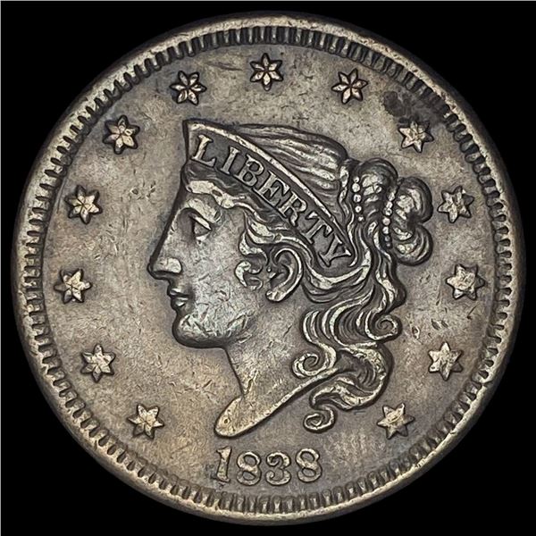 1838 Coronet Head Large Cent CLOSELY  UNCIRCULATED