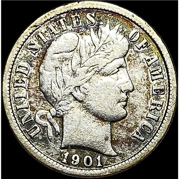 1901-S Silver Barber Dime LIGHTLY CIRCULATED