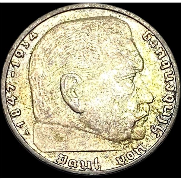 1938-A Germany Silver 2 Reichsmark CLOSELY  UNCIRCULATED