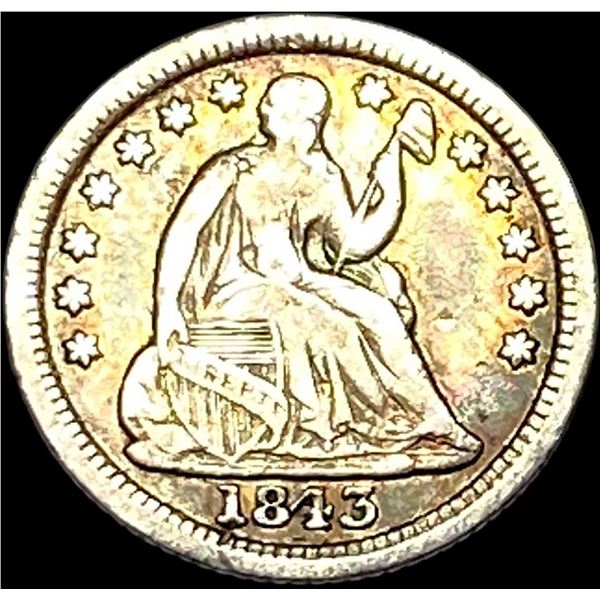 1843 Seated Liberty Half Dime LIGHTLY  CIRCULATED