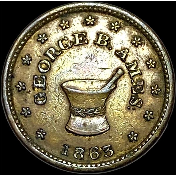 1863 George B. Ames Civil War Token IL.  CLOSELY UNCIRCULATED