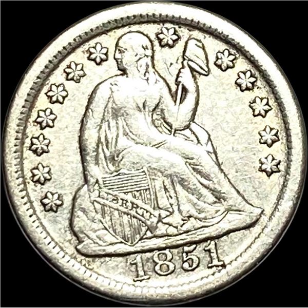 1851 Seated Liberty Dime NEARLY UNCIRCULATED