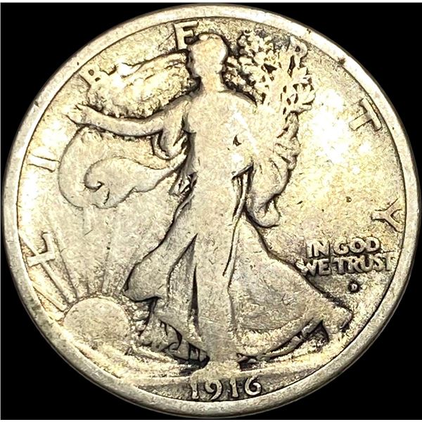 1916-D Silver Walking Liberty Half Dollar  NICELY CIRCULATED