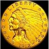 Image 1 : 1912 Indian Head $2.50 Gold Quarter Eagle  CLOSELY UNCIRCULATED