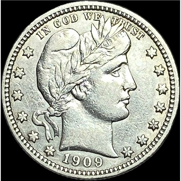 1909 Barber Silver Quarter NEARLY  UNCIRCULATED