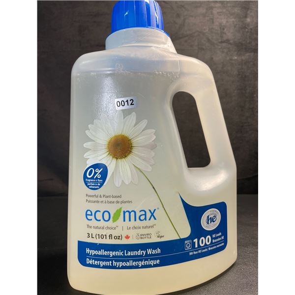 Eco-Max Hypoallergenic Laundry Wash (3L Jug) 100 Loads - Powerful & Plant-Based - New