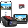 Image 1 : 1 2K Front Dash Cam with WiFi/App Control; Night Vision, Loop Recording, G-Sensor; 64GB SD Card