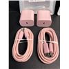 Image 3 : 2 2-Packs of USB-C to USB-C Fast Chargers (4 Blocks & 4 Cords Included) Pink/Green - New