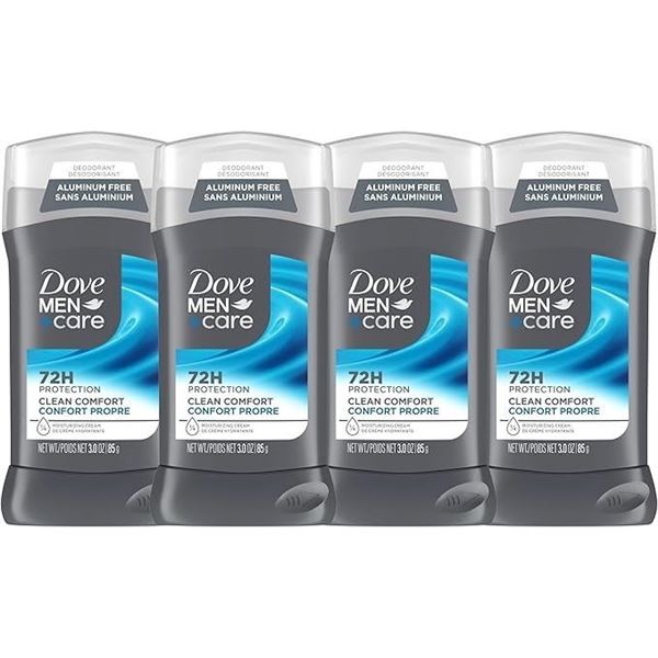 4-Pack of Dove Men+Care Deodorants; 72H Protection Clean Comfort (85g Each) Aluminum-Free - New!