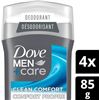 Image 5 : 4-Pack of Dove Men+Care Deodorants; 72H Protection Clean Comfort (85g Each) Aluminum-Free - New!