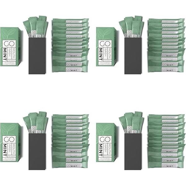 4 Boxes of GO Mouthwash Individual Portable Packs/Travel Mouthwash (80 Packets Total) New Sealed!