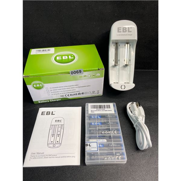 EBL Li-Ion Universal Battery Charger with 8-Pack of AAA Rechargeable Lithium Batteries - New