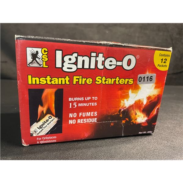1 Box of Ignite-O Instant Fire Starters - Contains 12 Packets - New