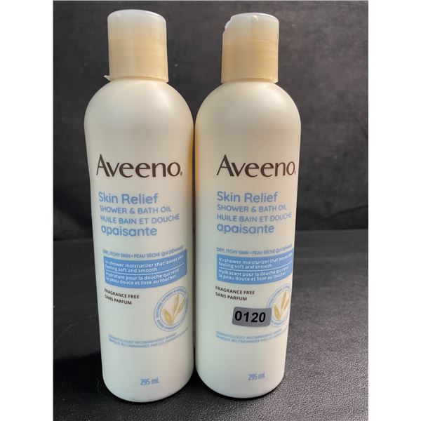 Lot of 2 Aveeno Skin Relief Shower & Bath Oil (295ml) Fragrance-Free - New