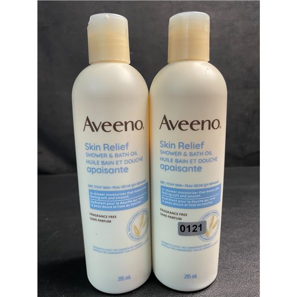Lot of 2 Aveeno Skin Relief Shower & Bath Oil (295ml) Fragrance-Free - New