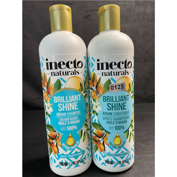 Inecto Naturals Brilliant Shine Argan Shampoo & Conditioner Set (500ml) for Dull, Frizzy Hair - New