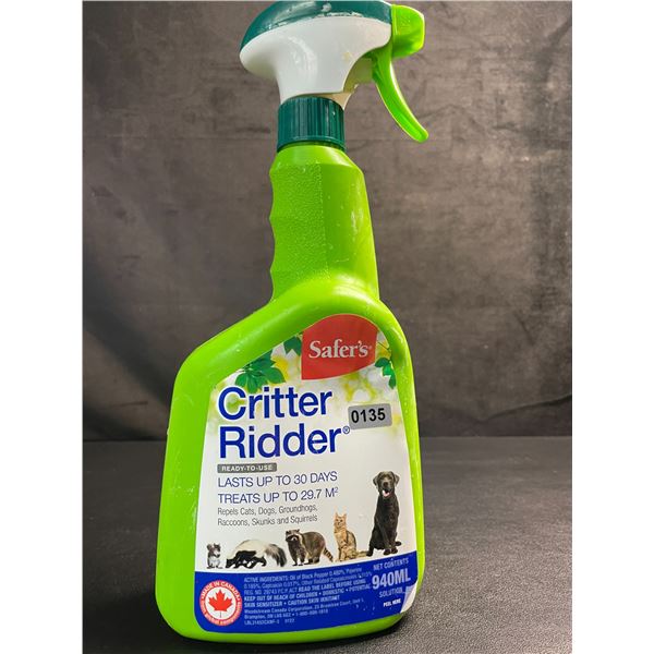 1 Bottle of Safer's Critter Ridder (940ml) Ready-To-Use; Repels Skunks, Squirrels, Cats/Dogs etc New