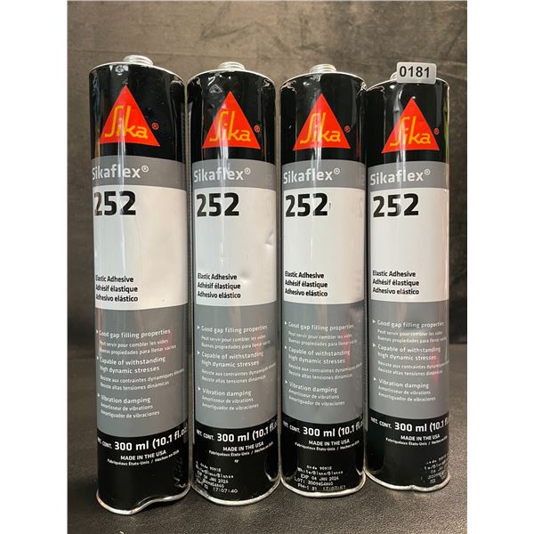 Lot of 4 Sikaflex 252 Elastic Bonding Adhesive (300ml) - New (Exp: 08/JAN/2026)