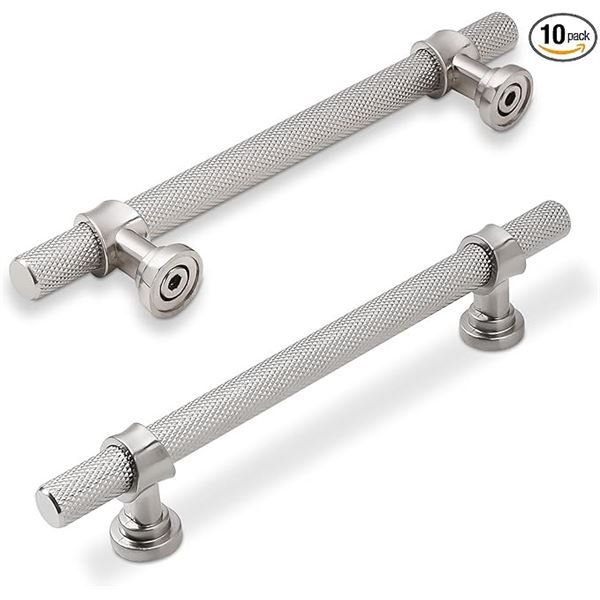 10-Pack of 5-Inch Cabinet Drawer Pulls/Handles - Satin Nickel Cabinet Drawer Handles - New
