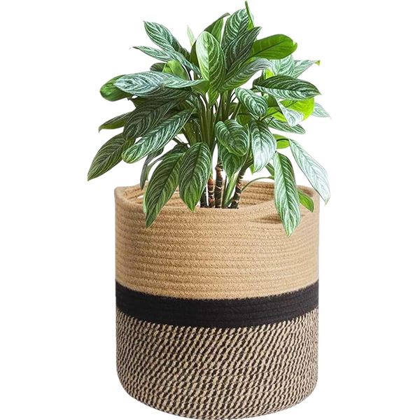 1 Woven Indoor Plant Basket/Cotton Rope Flower Pot - 12inch Height - New
