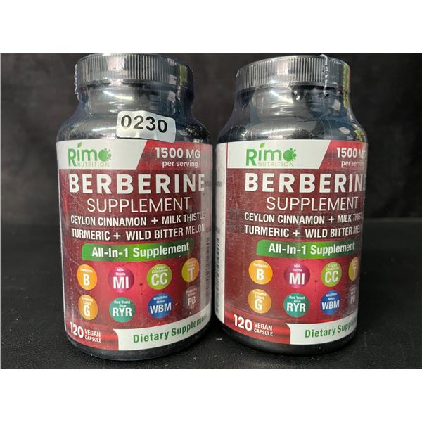 2 Bottles of RimNutrition Berberine All-In-1 Dietary Supplement (120 Capsules) - New