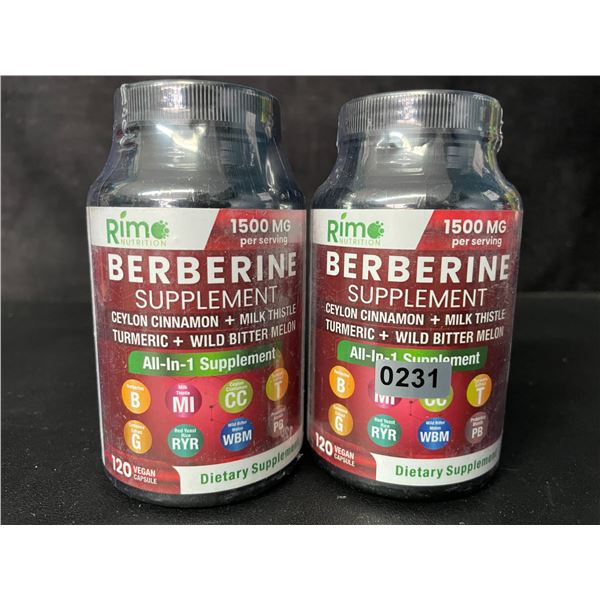 2 Bottles of RimNutrition Berberine All-In-1 Dietary Supplement (120 Capsules) - New