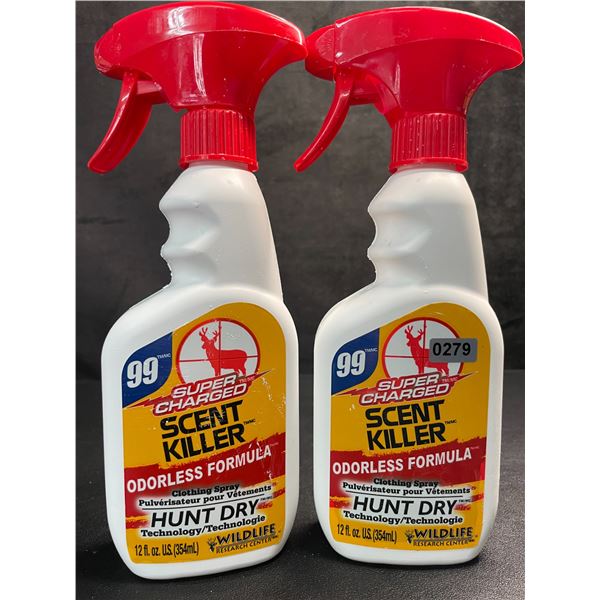 2 Bottles of Super Charged Scent Killer Hunter Clothing Spray (354ml) - New