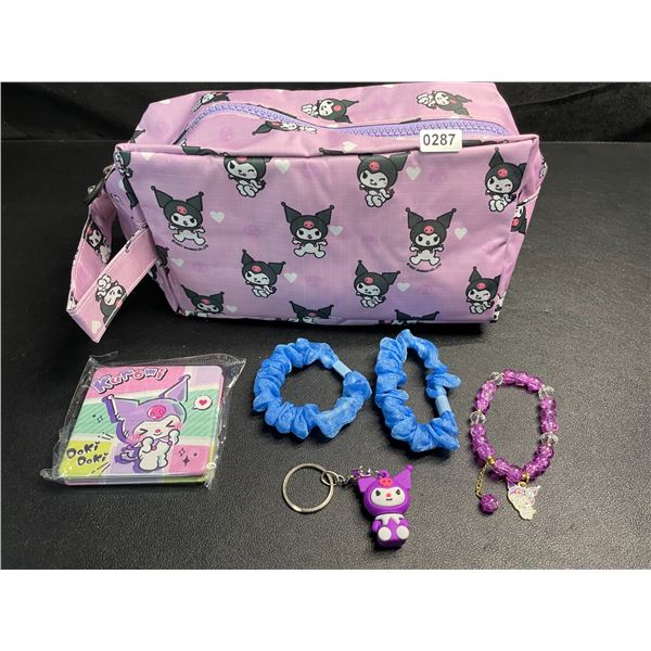 Kuromi 6PC Kawaii Cosmetic Bag Set with Accessories - Brand New!