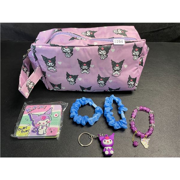 Kuromi 6PC Kawaii Cosmetic Bag Set with Accessories - Brand New!