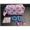 Image 1 : Kuromi 6PC Kawaii Cosmetic Bag Set with Accessories - Brand New!