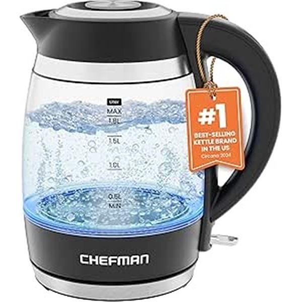1 CHEFMAN Fast-Boil 1.8L Electric Kettle - New (Damaged Box)
