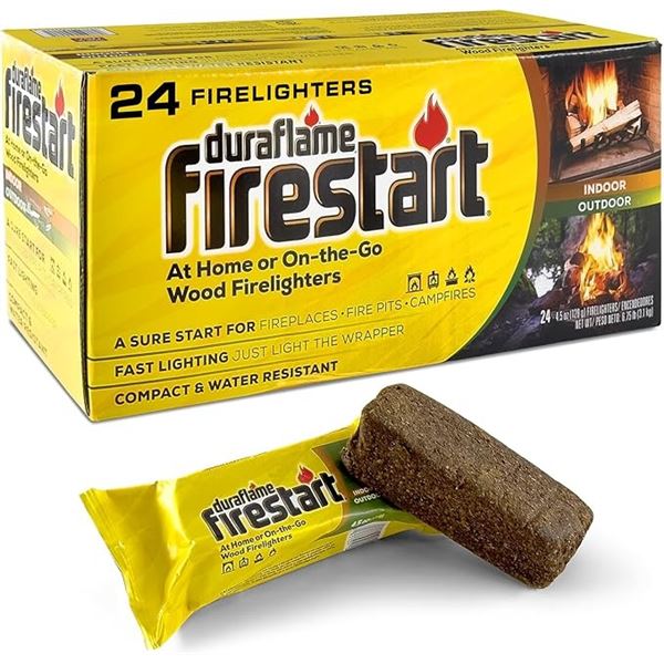 24-Pack Box of Duraflame Firestart; Indoor & Outdoor Use - Quick Ignition Fire Logs - New Sealed