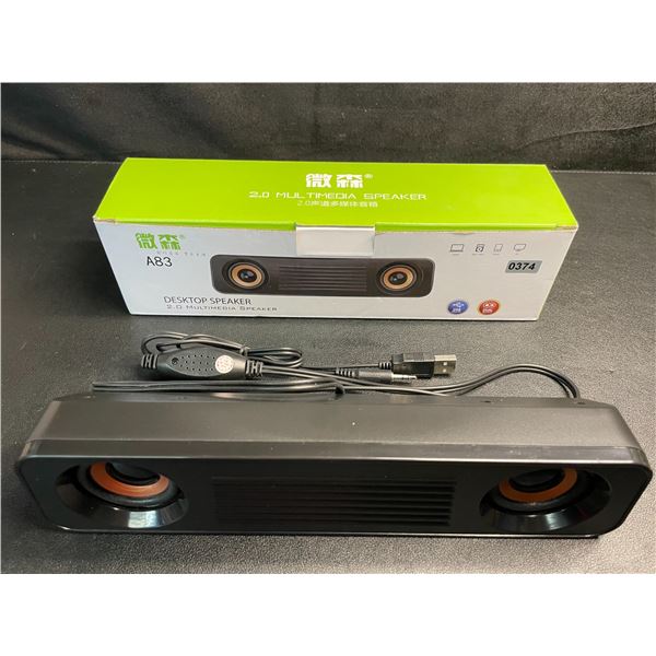1 Desktop Speaker/Wired Soundbar 2.0 Multimedia Speaker (A83) USB-Connection - New in Box
